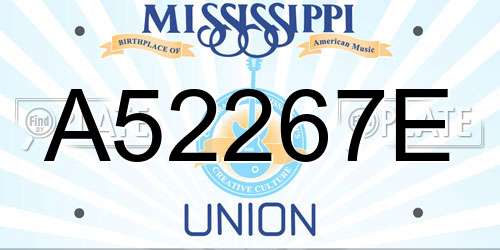 A52267E Mississippi License Plate