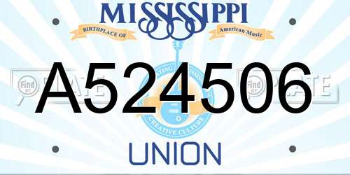 A524506 Mississippi License Plate