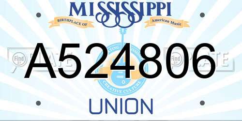 A524806 Mississippi License Plate