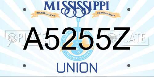 A5255Z Mississippi License Plate
