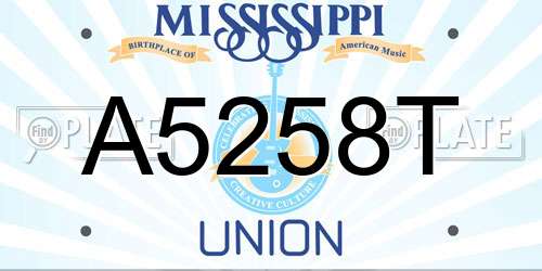 A5258T Mississippi License Plate
