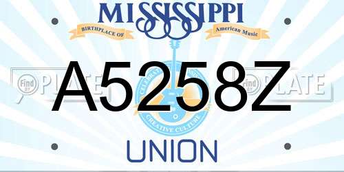 A5258Z Mississippi License Plate
