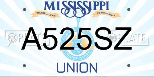 A525SZ Mississippi License Plate