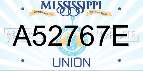 A52767E Mississippi License Plate