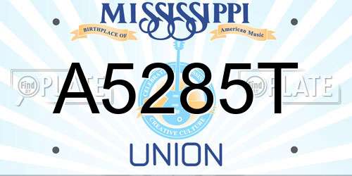A5285T Mississippi License Plate