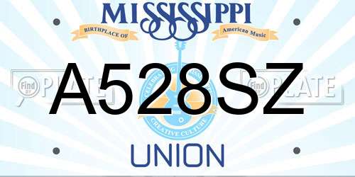 A528SZ Mississippi License Plate