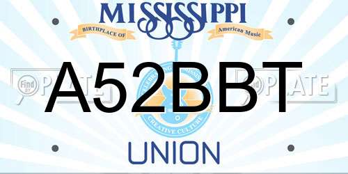 A52BBT Mississippi License Plate
