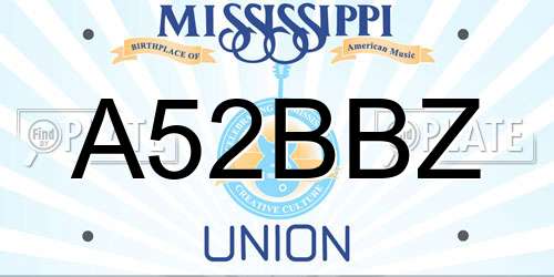 A52BBZ Mississippi License Plate