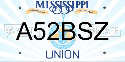 A52BSZ Mississippi License Plate