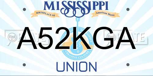 A52KGA Mississippi License Plate