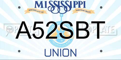 A52SBT Mississippi License Plate