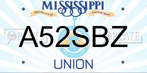 A52SBZ Mississippi License Plate