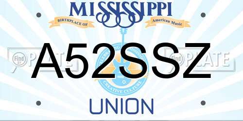 A52SSZ Mississippi License Plate