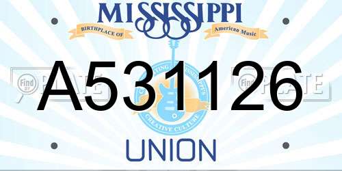 A531126 Mississippi License Plate