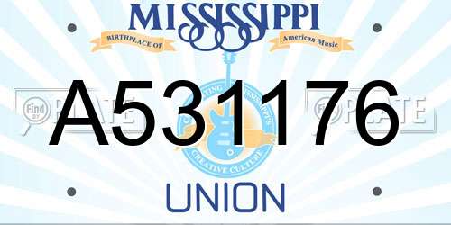A531176 Mississippi License Plate