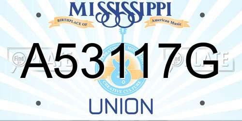 A53117G Mississippi License Plate