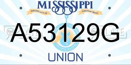 A53129G Mississippi License Plate