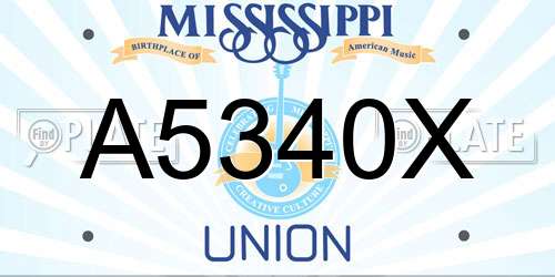 A5340X Mississippi License Plate