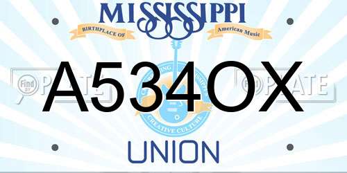 A534OX Mississippi License Plate