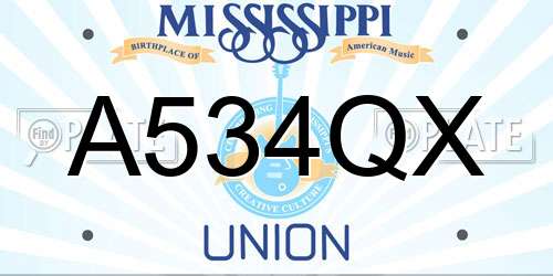 A534QX Mississippi License Plate