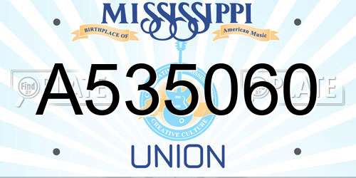 A535060 Mississippi License Plate