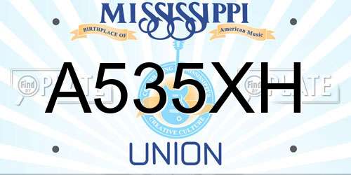A535XH Mississippi License Plate