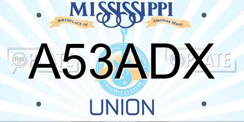 A53ADX Mississippi License Plate