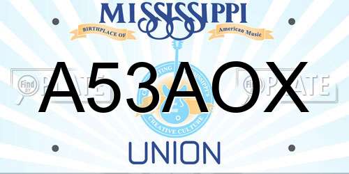 A53AOX Mississippi License Plate