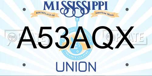 A53AQX Mississippi License Plate