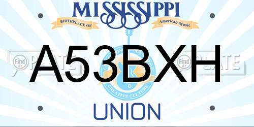 A53BXH Mississippi License Plate
