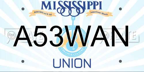 A53WAN Mississippi License Plate