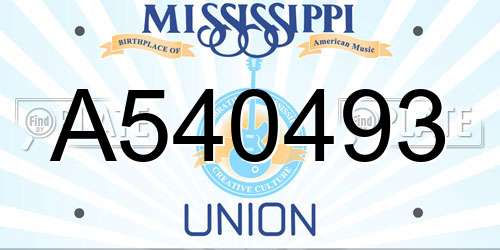 A540493 Mississippi License Plate
