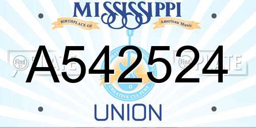 A542524 Mississippi License Plate
