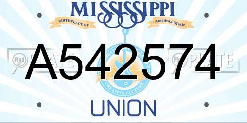 A542574 Mississippi License Plate