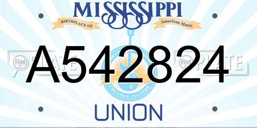 A542824 Mississippi License Plate