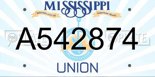 A542874 Mississippi License Plate