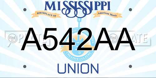 A542AA Mississippi License Plate