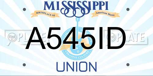 A545ID Mississippi License Plate