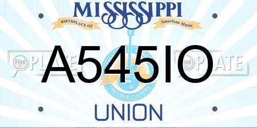 A545IO Mississippi License Plate