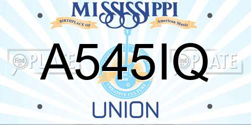 A545IQ Mississippi License Plate