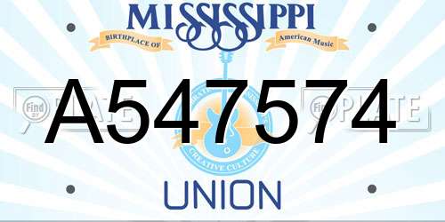 A547574 Mississippi License Plate