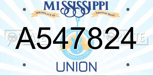 A547824 Mississippi License Plate