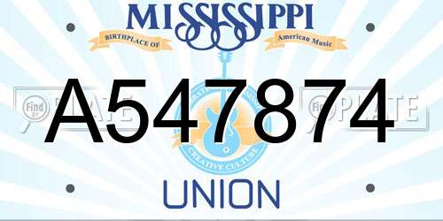 A547874 Mississippi License Plate