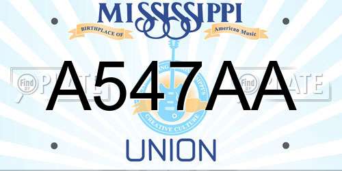 A547AA Mississippi License Plate