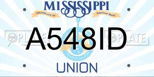 A548ID Mississippi License Plate