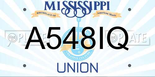 A548IQ Mississippi License Plate