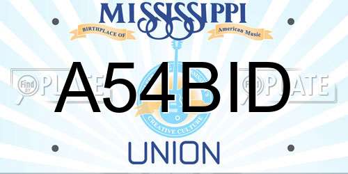 A54BID Mississippi License Plate