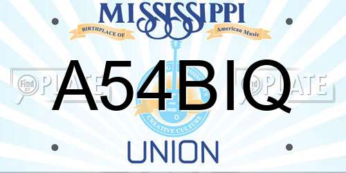 A54BIQ Mississippi License Plate