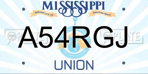 A54RGJ Mississippi License Plate