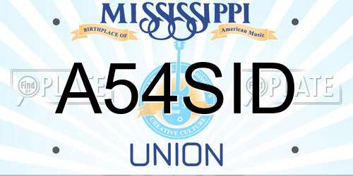 A54SID Mississippi License Plate